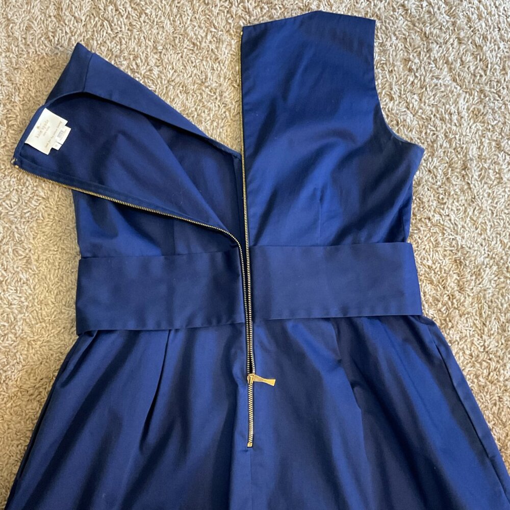 Kate Spade ♠️ Sawyer Sleeveless V-Neck Pleated Fit & Flare Dress, Blue, Size 12 - Picture 6 of 11
